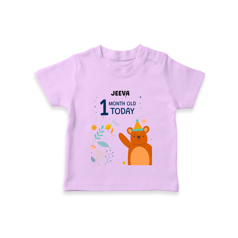 Celebrate The Magic Of Your Baby's First Month With Our Elegant And Customized T-Shirt For Babies - LILAC - 0-5 Months Old (Chest 17")