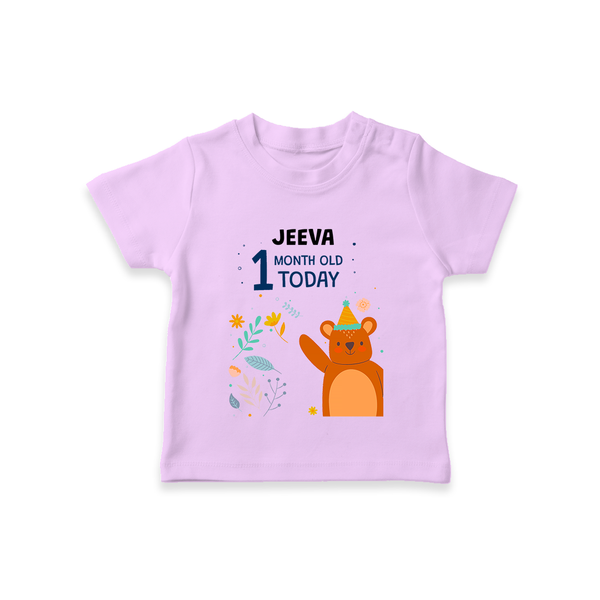 Cute Newborn T-Shirt for 1 Month | Custom Name & Style Options - LILAC - 0-5 Months Old (Chest 17")