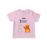 Celebrate The Magic Of Your Baby's First Month With Our Elegant And Customized T-Shirt For Babies - PINK - 0-5 Months Old (Chest 17")