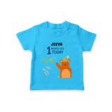 Cute Newborn T-Shirt for 1 Month | Custom Name & Style Options - SKY BLUE - 0-5 Months Old (Chest 17")