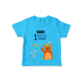 Commemorate your little one's 1st month with a custom T-Shirt, personalized with their name! - SKY BLUE - 0 - 5 Months Old (Chest 17")