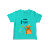 Celebrate The Magic Of Your Baby's First Month With Our Elegant And Customized T-Shirt For Babies - TEAL - 0-5 Months Old (Chest 17")