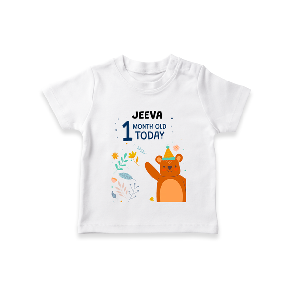 Cute Newborn T-Shirt for 1 Month | Custom Name & Style Options - WHITE - 0-5 Months Old (Chest 17")