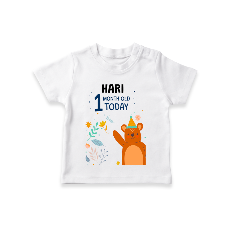 Commemorate your little one's 1st month with a custom T-Shirt, personalized with their name! - WHITE - 0 - 5 Months Old (Chest 17")