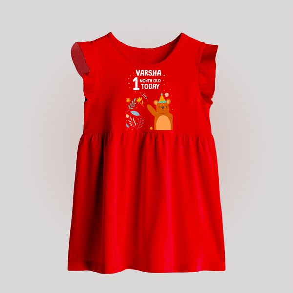Cute Newborn Baby Frock for 1 Month | Custom Name & Style Options - RED - 0 - 3 Months Old (Chest 17")
