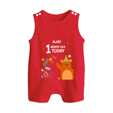 Celebrate The Magic Of Your Baby's First Month With Our Elegant And Customized Romper Suit For Babies - RED - 0 - 5 Months Old (Chest 18")