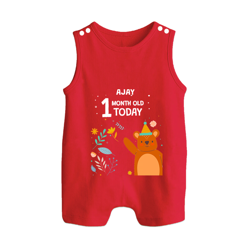 Celebrate The Magic Of Your Baby's First Month With Our Elegant And Customized Romper Suit For Babies - RED - 0 - 5 Months Old (Chest 18")