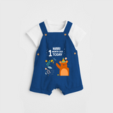 Commemorate your little one's 1st month with a custom Dungaree set, personalized with their name! - COBALT BLUE - 0 - 5 Months Old (Chest 17")