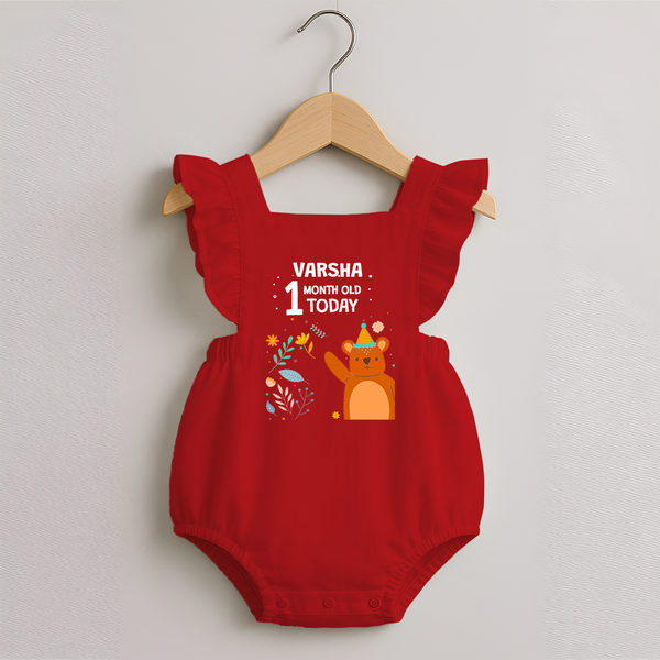 Cute Newborn Romper Frock for 1 Month | Custom Name & Style Options - RED - 0 - 3 Months Old (Chest 19")