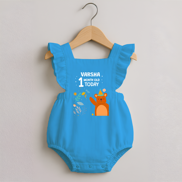 Cute Newborn Romper Frock for 1 Month | Custom Name & Style Options - SKY BLUE - 0 - 3 Months Old (Chest 19")