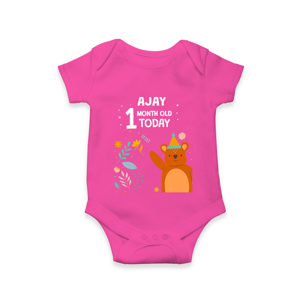 Cute Newborn Romper/Onesie for 1 Month | Custom Name & Style Options - HOT PINK - New Born (Chest 14")