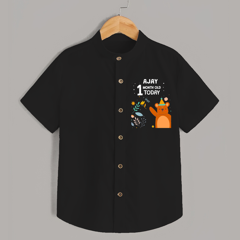Cute Newborn Shirt for 1 Month | Custom Name & Style Options - BLACK - 0 - 6 Months Old (Chest 23")