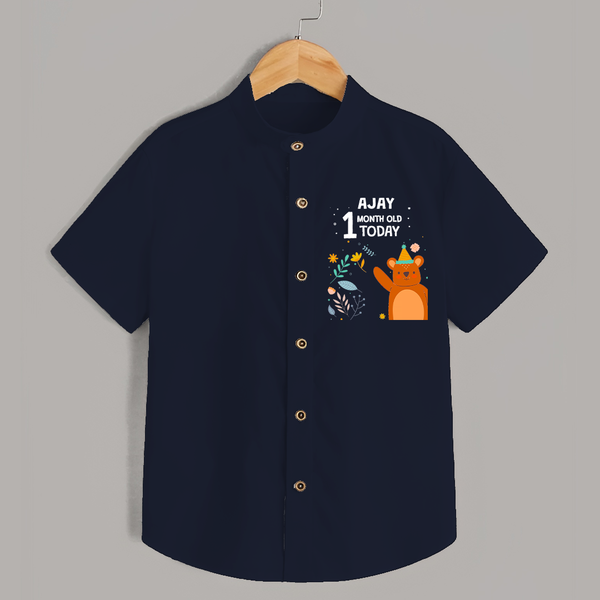 Cute Newborn Shirt for 1 Month | Custom Name & Style Options - NAVY BLUE - 0 - 6 Months Old (Chest 23")