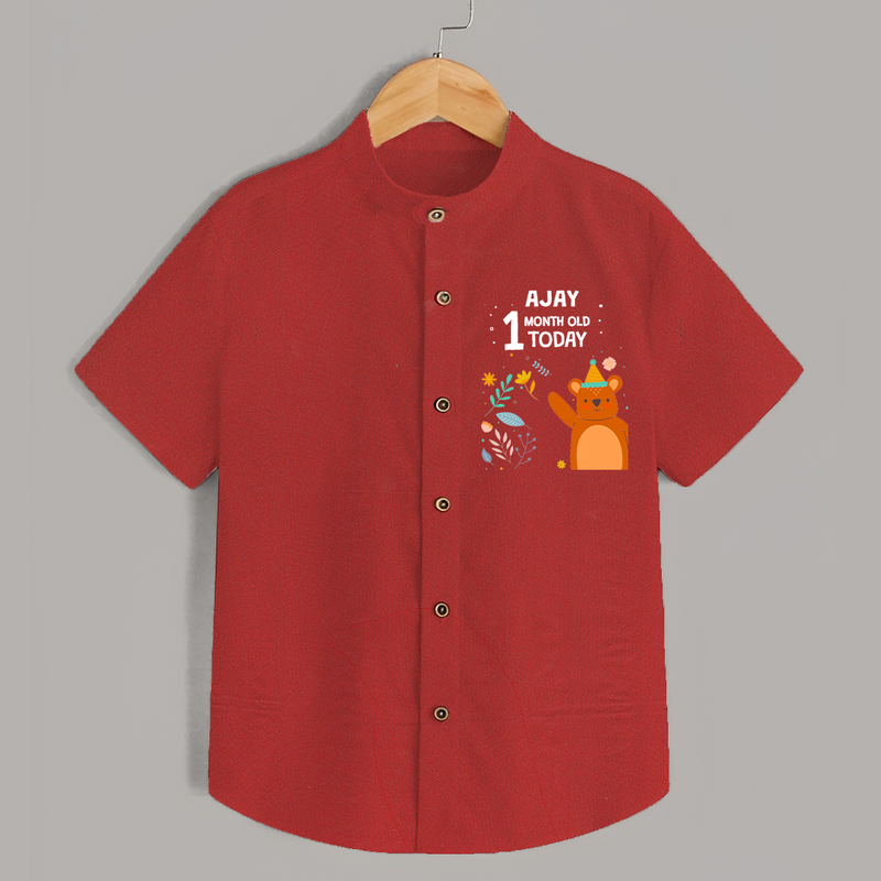 Cute Newborn Shirt for 1 Month | Custom Name & Style Options - RED - 0 - 6 Months Old (Chest 23")