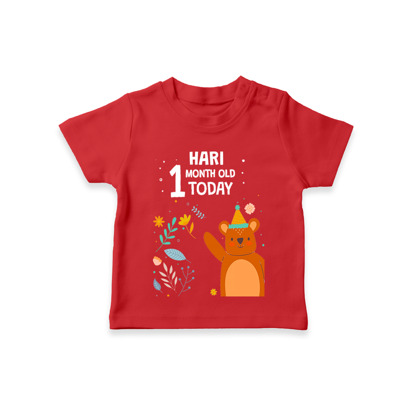 Commemorate your little one's 1st month with a custom T-Shirt, personalized with their name! - RED - 0 - 5 Months Old (Chest 17")
