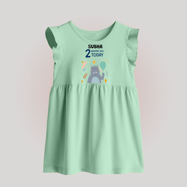 Cute Newborn Baby Frock for 2 Month | Custom Name & Style Options - MINT GREEN - 0 - 3 Months Old (Chest 17")