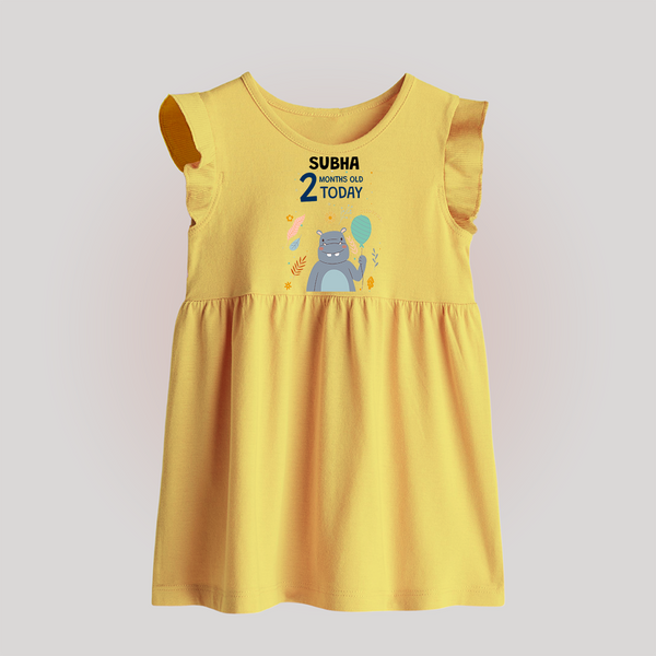 Cute Newborn Baby Frock for 2 Month | Custom Name & Style Options - PASTEL YELLOW - 0 - 3 Months Old (Chest 17")