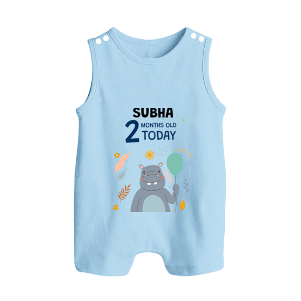 Cute Newborn Romper Suit/ Sleeveless Romper for 2 Month | Custom Name & Style Options - BABY BLUE - 0 - 5 Months Old (Chest 18")
