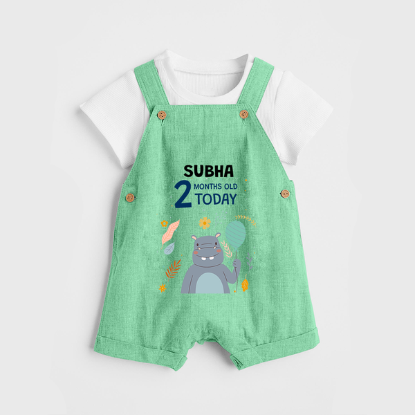 Cute Newborn Dungaree Set for 2 Month | Custom Name & Style Options - GREEN - 0 - 5 Months Old (Chest 18")