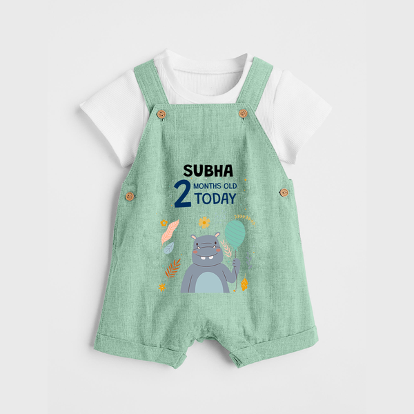 Cute Newborn Dungaree Set for 2 Month | Custom Name & Style Options - MINT GREEN - 0 - 5 Months Old (Chest 18")