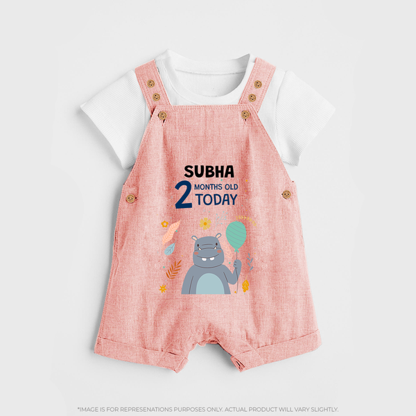 Cute Newborn Dungaree Set for 2 Month | Custom Name & Style Options - PEACH - 0 - 5 Months Old (Chest 18")