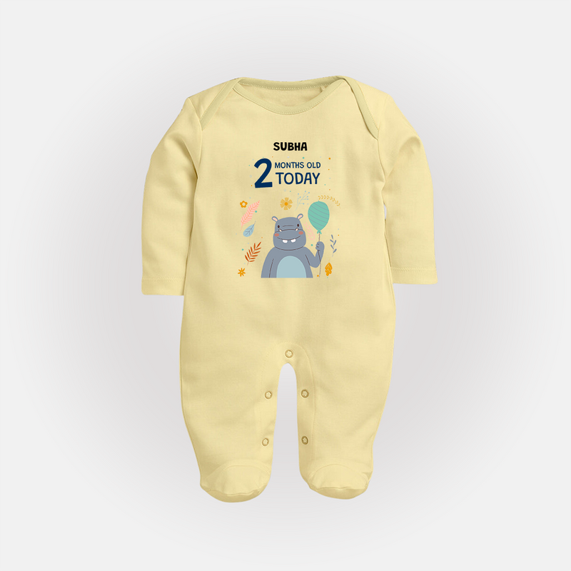 Celebrate The Magic Of Your Baby's Second Month With Our Elegant And Customized Sleep Suit For Babies - PASTEL YELLOW - New Born (Chest 7.5")