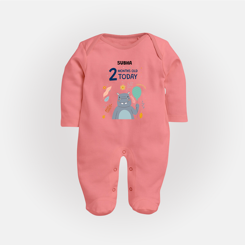 Celebrate The Magic Of Your Baby's Second Month With Our Elegant And Customized Sleep Suit For Babies - PEACH - New Born (Chest 7.5")