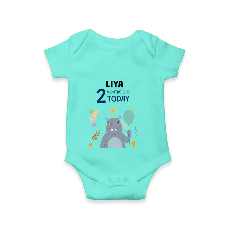 Commemorate your little one's 2nd month with a custom romper/onesie, personalized with their name! - ARCTIC BLUE - 0 - 3 Months Old (Chest 16")