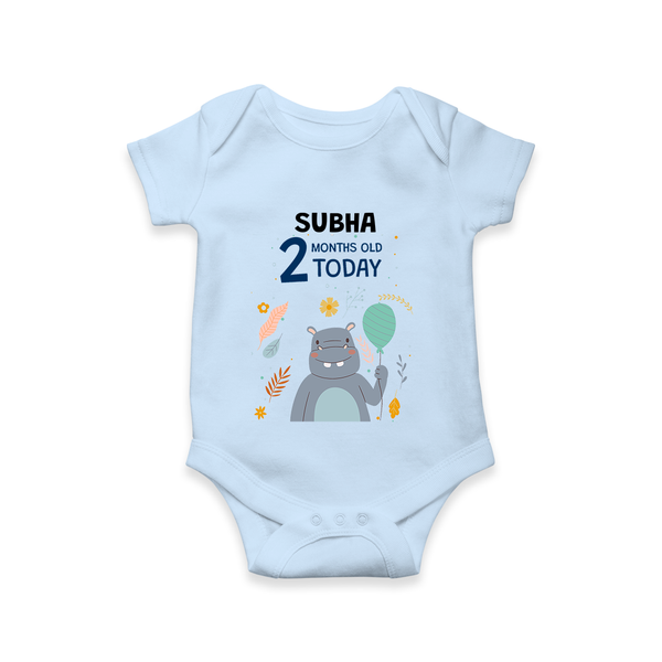 Cute Newborn Romper/Onesie for 2 Month | Custom Name & Style Options - BABY BLUE - New Born (Chest 14")