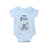 Celebrate The Magic Of Your Baby's Second Month With Our Elegant And Customized Romper For Babies - BABY BLUE - 0 - 3 Months Old (Chest 16")