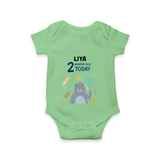 Commemorate your little one's 2nd month with a custom romper/onesie, personalized with their name! - GREEN - 0 - 3 Months Old (Chest 16")