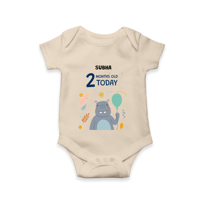 Celebrate The Magic Of Your Baby's Second Month With Our Elegant And Customized Romper For Babies - IVORY - 0 - 3 Months Old (Chest 16")