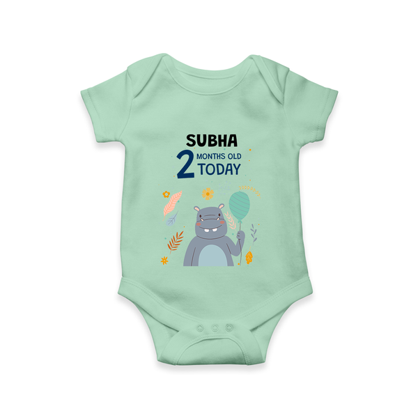 Cute Newborn Romper/Onesie for 2 Month | Custom Name & Style Options - MINT GREEN - New Born (Chest 14")
