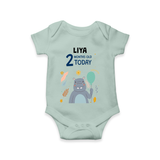 Commemorate your little one's 2nd month with a custom romper/onesie, personalized with their name! - MINT GREEN - 0 - 3 Months Old (Chest 16")