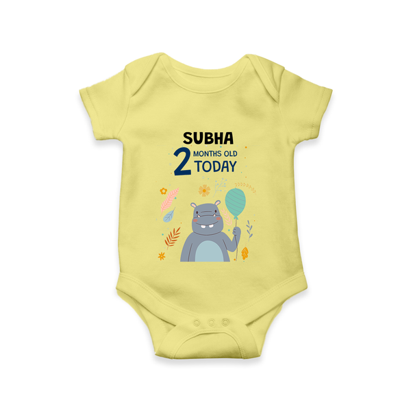 Cute Newborn Romper/Onesie for 2 Month | Custom Name & Style Options - PASTEL YELLOW - New Born (Chest 14")