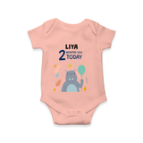 Commemorate your little one's 2nd month with a custom romper/onesie, personalized with their name! - PEACH - 0 - 3 Months Old (Chest 16")