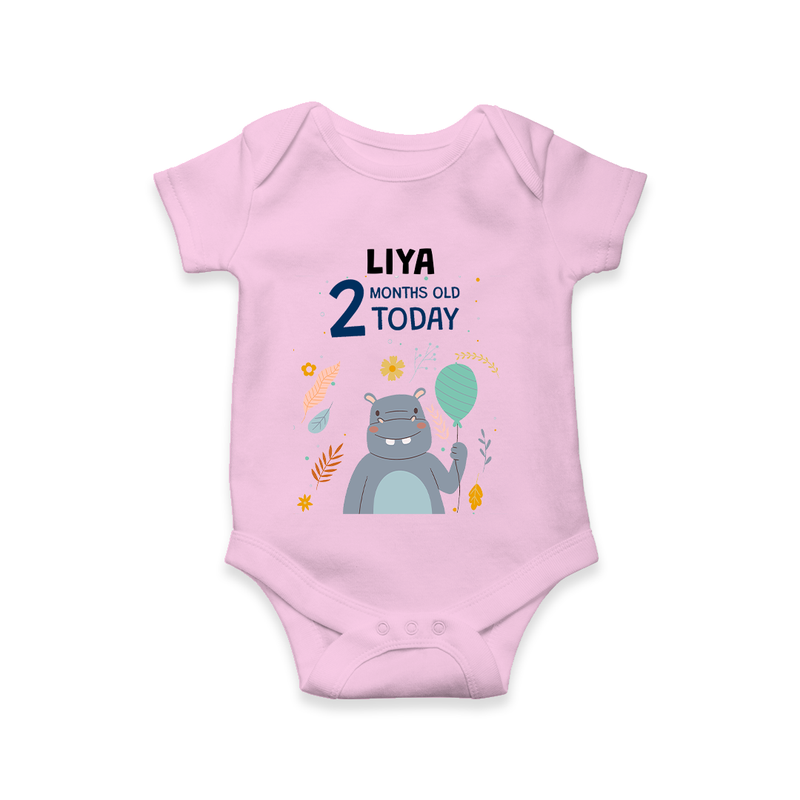 Commemorate your little one's 2nd month with a custom romper/onesie, personalized with their name! - PINK - 0 - 3 Months Old (Chest 16")