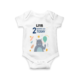 Commemorate your little one's 2nd month with a custom romper/onesie, personalized with their name! - WHITE - 0 - 3 Months Old (Chest 16")