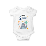 Celebrate The Magic Of Your Baby's Second Month With Our Elegant And Customized Romper For Babies - WHITE - 0 - 3 Months Old (Chest 16")