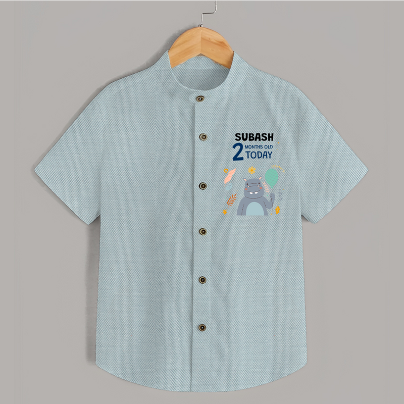 Cute Newborn Shirt for 2 Month | Custom Name & Style Options - ARCTIC BLUE - 0 - 6 Months Old (Chest 23")