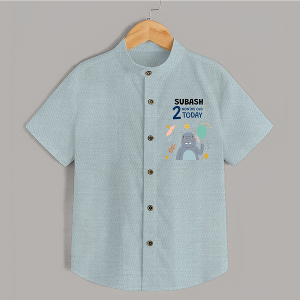 Cute Newborn Shirt for 2 Month | Custom Name & Style Options - ARCTIC BLUE - 0 - 6 Months Old (Chest 23")