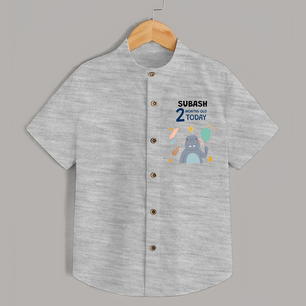 Cute Newborn Shirt for 2 Month | Custom Name & Style Options - GREY - 0 - 6 Months Old (Chest 23")