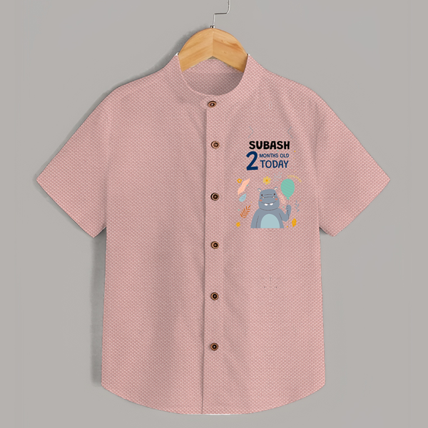 Cute Newborn Shirt for 2 Month | Custom Name & Style Options - PEACH - 0 - 6 Months Old (Chest 23")