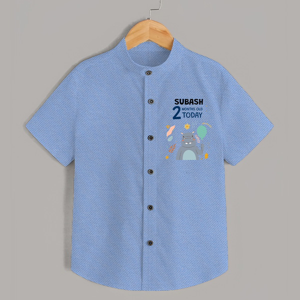 Cute Newborn Shirt for 2 Month | Custom Name & Style Options - SKY BLUE - 0 - 6 Months Old (Chest 23")