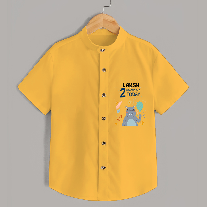 Commemorate your little one's 2nd month with a custom Shirt, personalized with their name! - YELLOW - 0 - 6 Months Old (Chest 21")
