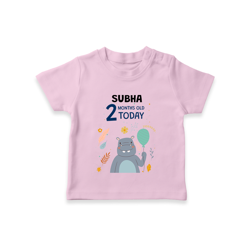 Cute Newborn T-Shirt for 2 Month | Custom Name & Style Options - BABY PINK - 0-5 Months Old (Chest 17")