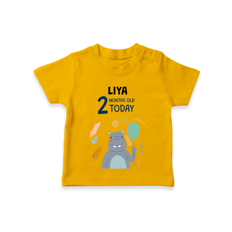 Commemorate your little one's 2nd month with a custom T-Shirt, personalized with their name! - CHROME YELLOW - 0 - 5 Months Old (Chest 17")