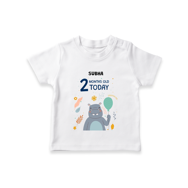 Celebrate The Magic Of Your Baby's Second Month With Our Elegant And Customized T-Shirt For Babies - WHITE - 0-5 Months Old (Chest 17")