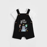 Commemorate your little one's 2nd month with a custom Dungaree set, personalized with their name! - BLACK - 0 - 5 Months Old (Chest 17")