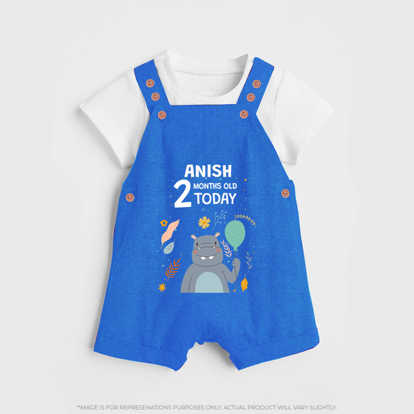 Cute Newborn Dungaree Set for 2 Month | Custom Name & Style Options - COBALT BLUE - 0 - 5 Months Old (Chest 18")